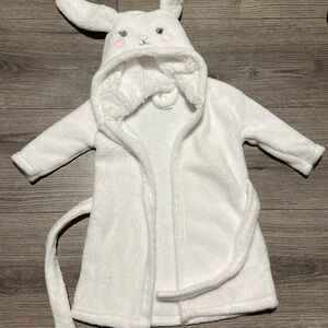 Baby Bunny Hooded Bathrobe 0-9M – Plush White Robe